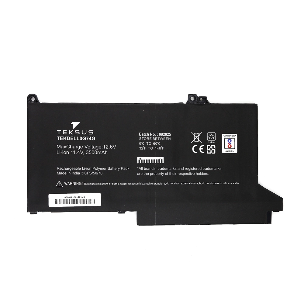 Teksus Laptop Battery Compatible For Dell 0G74G | E7280 view 2